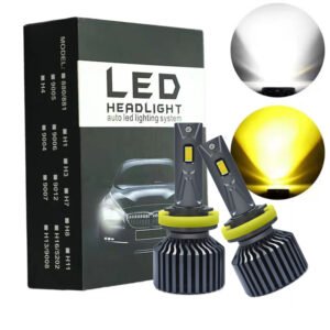 LED dual color headlights: H1 H7 H11 H4 9005 9006 9012 880 Plug and play 60W LED headlights with white and yellow dual color headlights