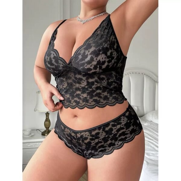 Lace underwear plus size XL 4XL pajamas big size panties adult underwear transparent pajamas sexy underwear set - 图片 3