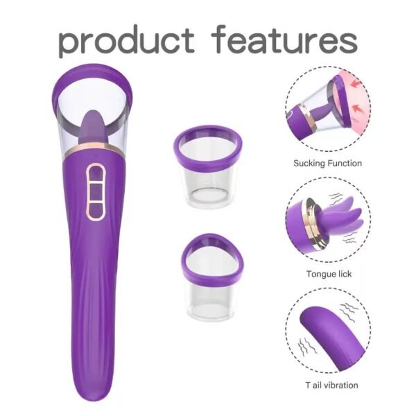 Dual-Head G-Spot Vibrator with Licking Tongue – Clitoral & Internal Massager for Women - 图片 4