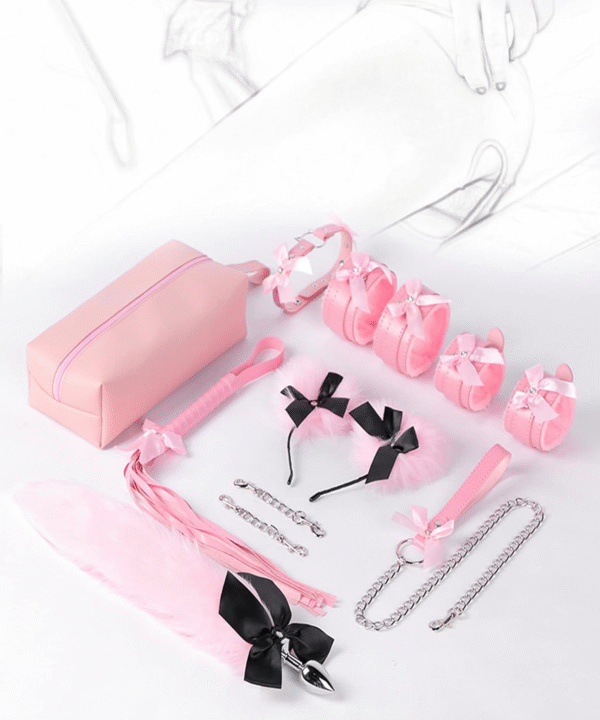 Anal plug couple role play with fox tail bondage anal plug anal plug anal dildo 8-piece set cat ear handcuffs SM role play anal toy sex toy suitable for male and female couples - 图片 5