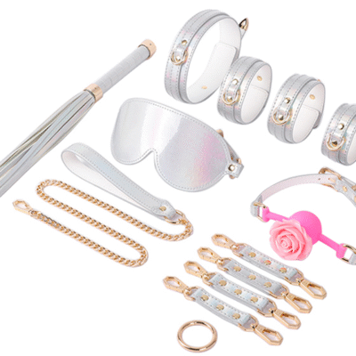 Adult sex toys 8-piece set, couple sex selection bondage set, bed flirting supplies, female slave bondage, handcuffs and footcuffs, collar