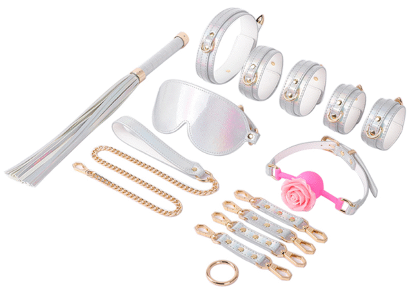 Adult sex toys 8-piece set, couple sex selection bondage set, bed flirting supplies, female slave bondage, handcuffs and footcuffs, collar