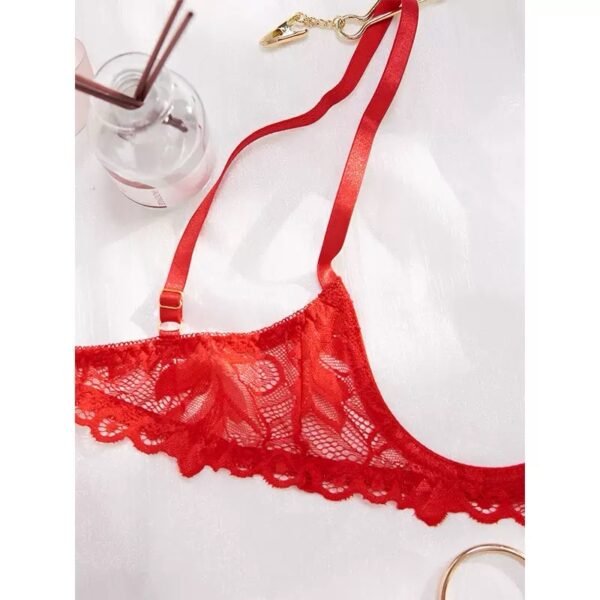 Sexy undershirt collection without steel bars, floral lace and transparent underwear is visible to women through bra and underwear sets - 图片 3