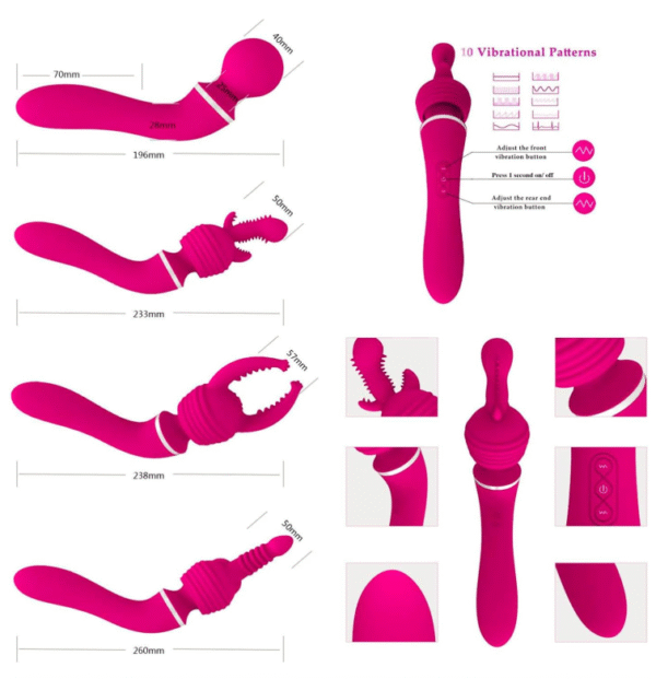 Adult sex toys, 10 vibration modes and 3 interchangeable heads Waterproof anal vibrator, female sexual pleasure tool, sex toys for women or couples - 图片 3