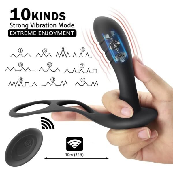Prostate Massager for Men - Remote Control Anal Vibrator with Penis Ring, Delayed Ejaculation & Powerful Vibration - 图片 3