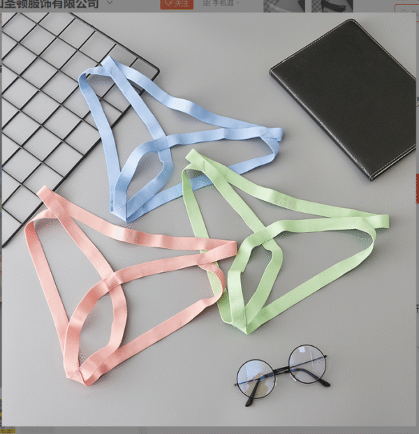 Men's straps can be inserted into T-pants, front and back hollow sexy straps, men's fun double thong underwear - 图片 2