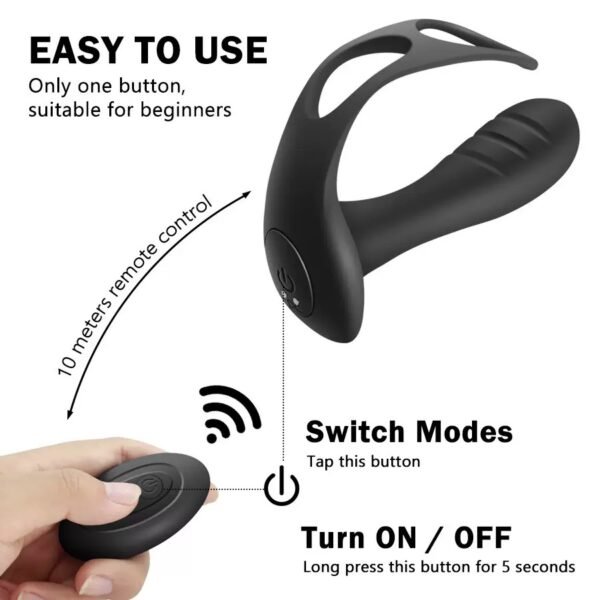 Prostate Massager for Men - Remote Control Anal Vibrator with Penis Ring, Delayed Ejaculation & Powerful Vibration - 图片 5