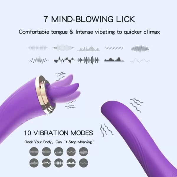 Dual-Head G-Spot Vibrator with Licking Tongue – Clitoral & Internal Massager for Women - 图片 3