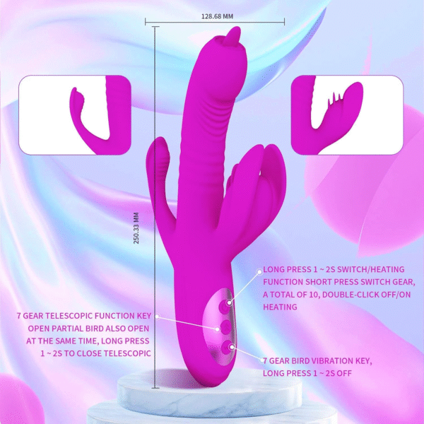 G-spot Vibrator Thrust Rabbit Vibrator Dildo 10 Vibration Modes +7 Thrusts + Heat Adult Sex Toys for Women Rechargeable Clitoris Stimulator Silicone Waterproof Massager Sex Toys - 图片 4