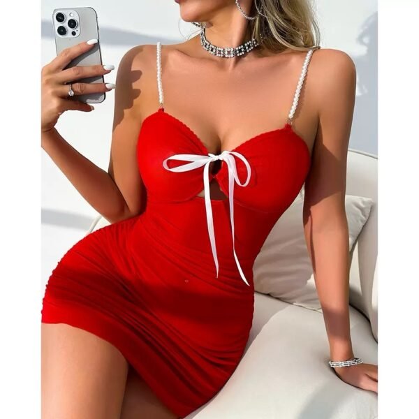 Sexy and erotic sleepwear, lace see through seductive camisole skirt, thong two-piece set