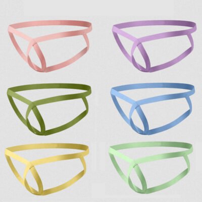 Men's straps can be inserted into T-pants, front and back hollow sexy straps, men's fun double thong underwear