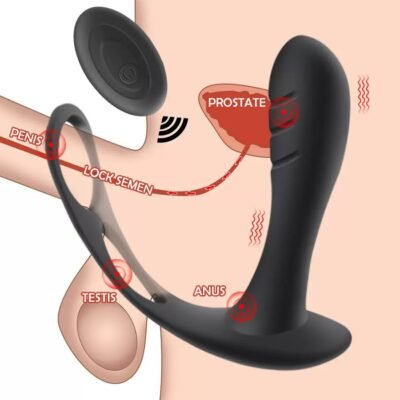 Prostate Massager for Men - Remote Control Anal Vibrator with Penis Ring, Delayed Ejaculation & Powerful Vibration