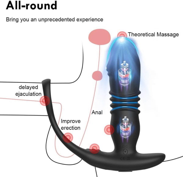 Silent silicone anal vibrator, thrusting prostate massage, delayed ejaculation, locking ring anal plug, sex toys, male dildo, masturbator - 图片 4