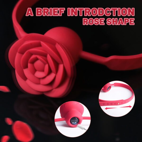 Rose vibrating mouth ball BDSM props couple flirting on the bed adult sex toys vibrating egg mouth ball - 图片 3