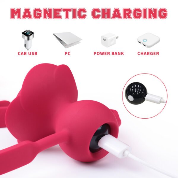 Rose vibrating mouth ball BDSM props couple flirting on the bed adult sex toys vibrating egg mouth ball - 图片 4