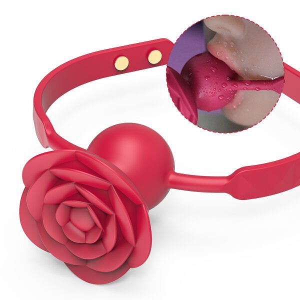 Rose vibrating mouth ball BDSM props couple flirting on the bed adult sex toys vibrating egg mouth ball - 图片 5