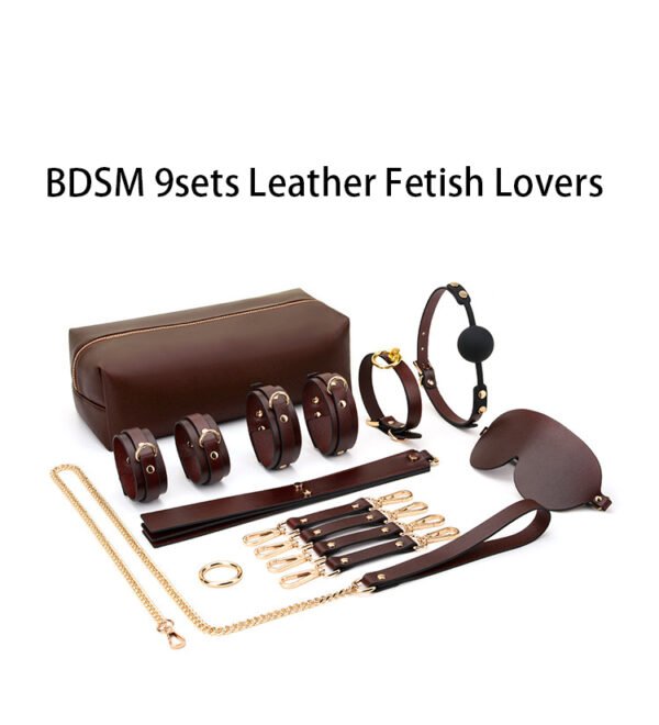 Sex suit sp leather collar BDSM handcuffs tied adult sex toys nine pieces - 图片 2