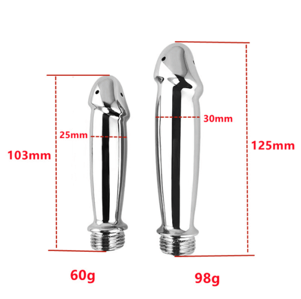 Metal simulated penis shape anus vaginal douche enema washing device adult sex toys - 图片 3