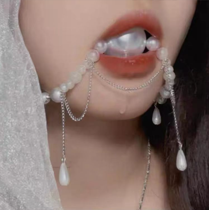Bondage imitation pearl ball gag BDSM fun adult flirting toys mouth plug saliva training sex supplies bondage