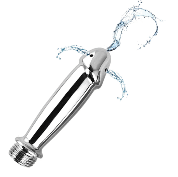 Metal simulated penis shape anus vaginal douche enema washing device adult sex toys - 图片 2