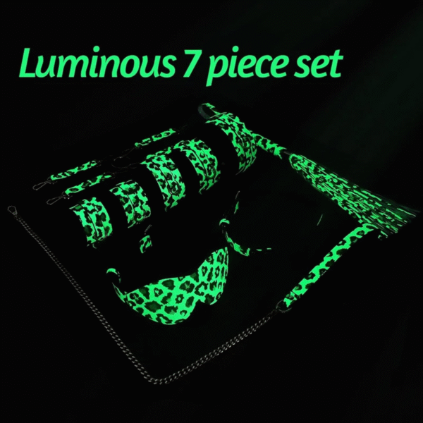 Sex Bondage Leopard Print Bondage Set Glow BDSM Toys for Couples Restraint Set Handcuffs Collar Gag Sex Toy - 图片 3