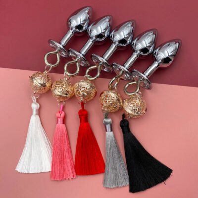 Adult BDSM butt plug metal anal plug bell training masturbator butt plug pull tail sex toys